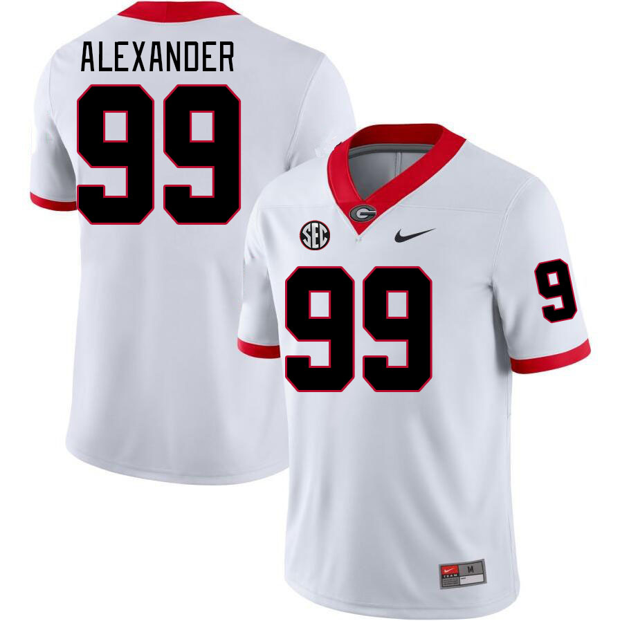 Georgia Bulldogs Men's Bear Alexander #99 White Stitched College UGA Football Jersey 23NW015DB